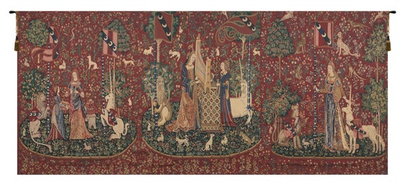 Lady and the Unicorn Series II European Jacquard Wall Tapestry - Decorative Millefleurs Woven Art