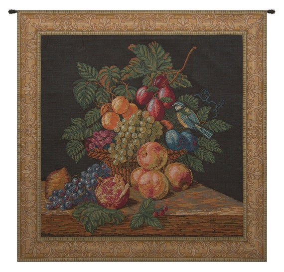 European Medieval Fruits & Leaves Tapestry - La Mesange French Woven Jacquard Wall Hanging Art