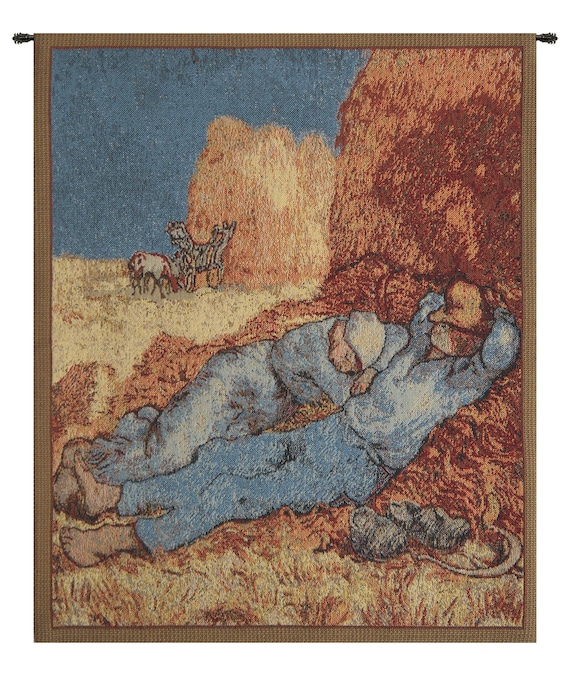 Van Gogh Tapestry Wall Art: Repose of the Farmer, Woven in Belgium (21x18 inch)