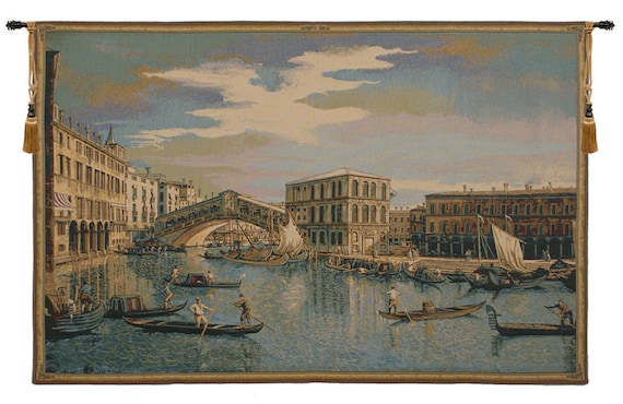 Rialto Bridge Tapestry: Grand Canal Woven Wall Hanging, Italian Art
