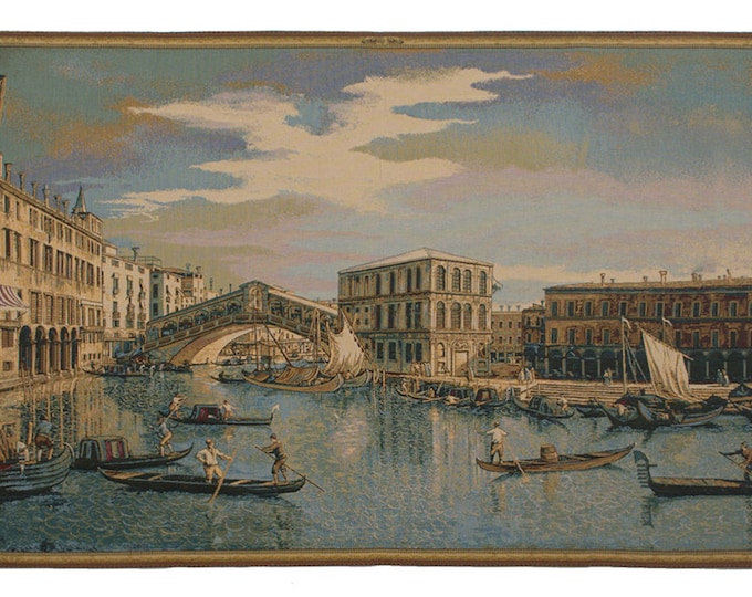 Rialto Bridge Tapestry: Grand Canal Woven Wall Hanging, Italian Art