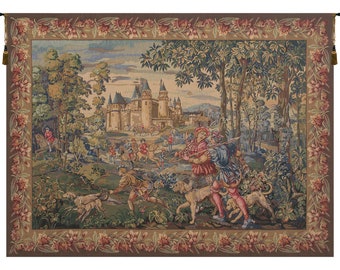 La Chasse  European Wall Tapestry - Fine Art Wall Hanging Tapestry - Medieval Tapestry Wall Décor Art - Modern Decorative Wall Art