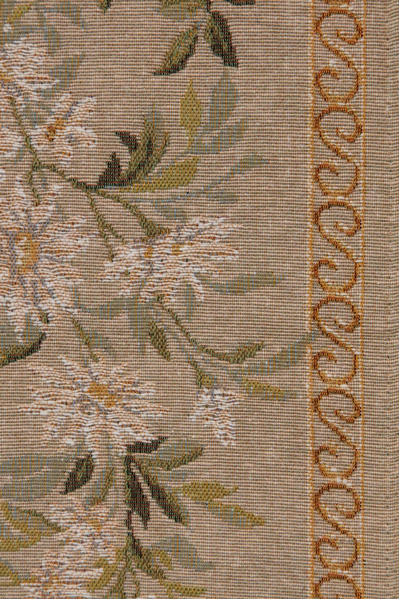 Aubusson Floral Table Runner: French Jacquard Woven Wool (71x14 inch image 6