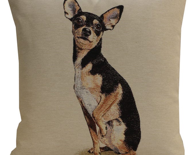 Elegant Mini Pinscher Woven Throw Pillow Cover - 18x18 Inch Decorative Cushion Case for Couch