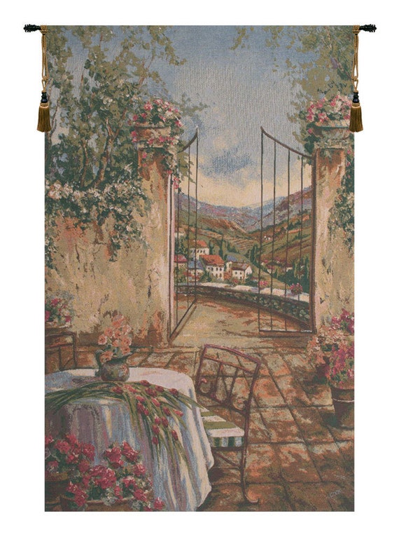 European Landscape Tapestry - Woven Belgian Wall Art - Jacquard Hanging Decor for Two