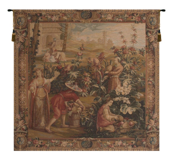 Pineapple Harvest Tapestry: French Woven Jacquard Wall Art (58x58 inch)