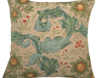 Arabesques Orange Tree Light Tapestry Pillow Cover 19x19 Inch - Gobelin French Cushion Cover - William Morris Decorative Throw Pillow Case