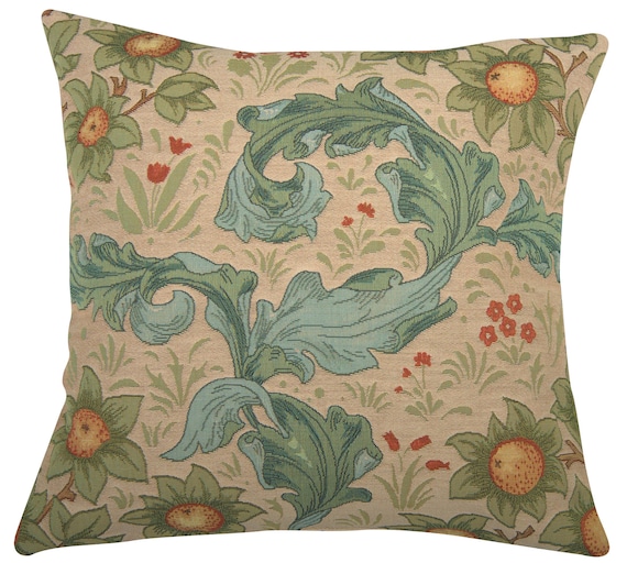 William Morris Tapestry Pillow Cover: Orange Tree Design, 19x19 Inch