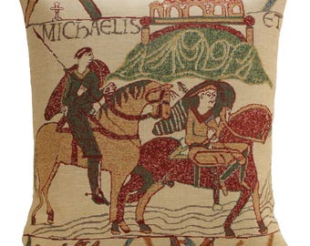 Bayeux Mont St. Michel Cushion Covers 16x16 inch Goblin Belgian Woven Tapestry Throw Pillow Covers, Throw Pillow Covers Housewarming Gift.