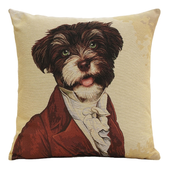General Yorkie Woven Cushion Cover 18x18in Tapestry Throw Pillow for Couch