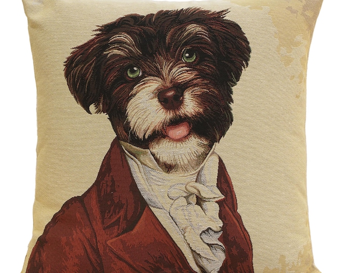 General Yorkie Woven Cushion Cover 18x18in Tapestry Throw Pillow for Couch