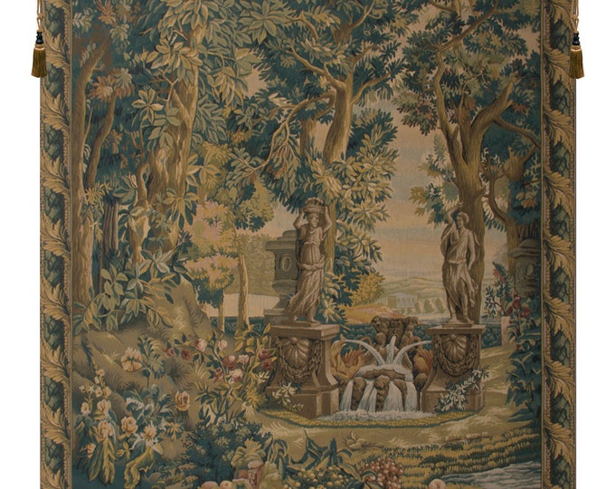 Elegant European Villa Garden Jacquard Tapestry: Large Woven Floral Wall Hanging Art (66x62 inches)