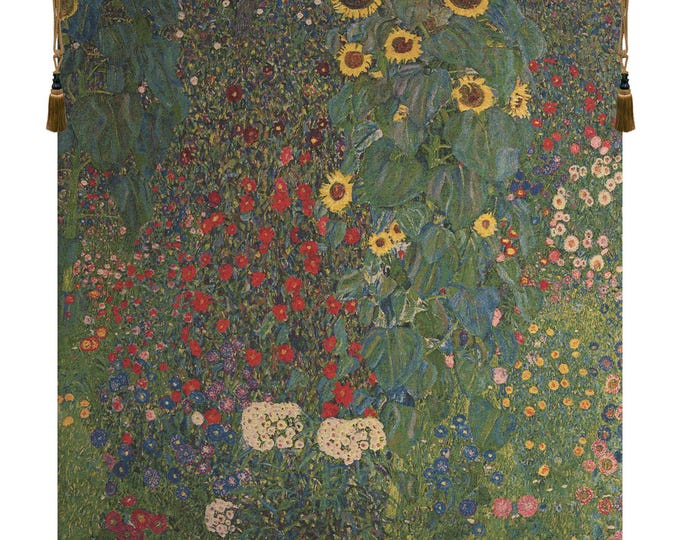 Gustav Klimt Sunflower Tapestry Country Garden Floral Wall Hanging Art Nouveau Decor