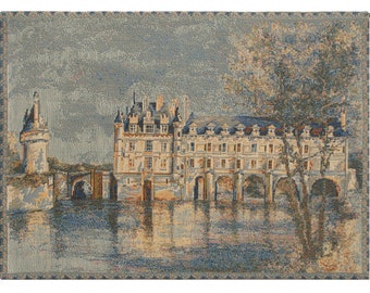 Chenonceau Castle Small European Wall Tapestry - Castle Medieval Wall Decor Art - Woven Belgian Wall Tapestry - Decorative Wall Hanging