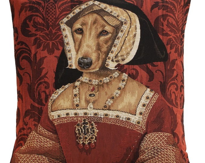 Belgian Tapestry Cushion Cover: Chien Claude de France, Medieval Dog Art