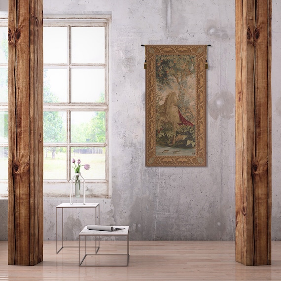 French Woven Horse Tapestry: Le Point Deau Cheval, Wool & Cotton Wall Art