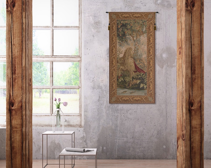 French Woven Horse Tapestry: Le Point Deau Cheval, Wool & Cotton Wall Art