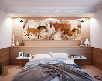 Lascaux Part European Wall Tapestry - Decorative Wall Décor Art - Jacquard Painting Wall Hanging - Woven Horse Lover Wall Art