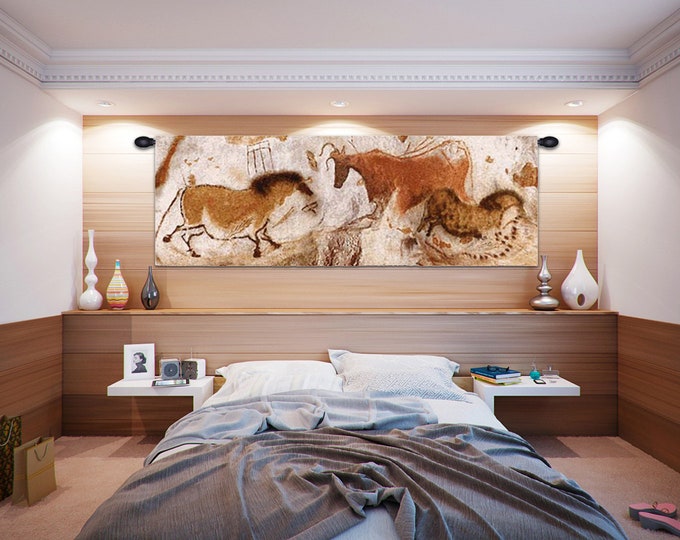 Lascaux Cave Painting Tapestry: European Woven Wall Art Horse Ancient History Decor 21x62 Inch