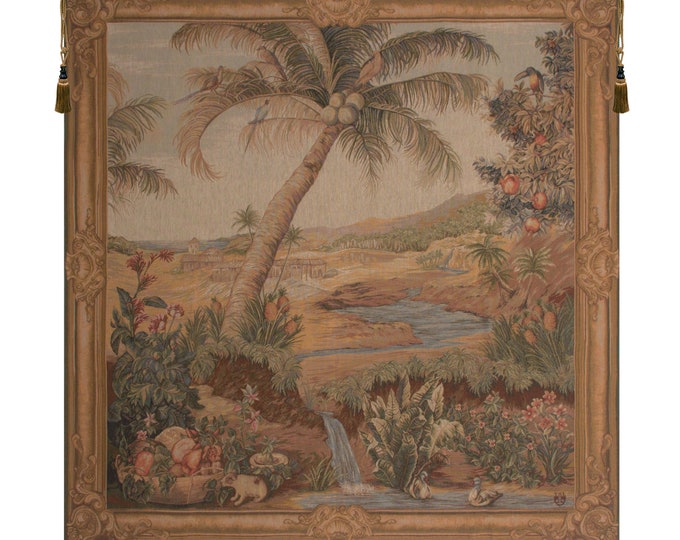 Tree of Life Wall Tapestry: French Jacquard Woven Art (58x58 inch)