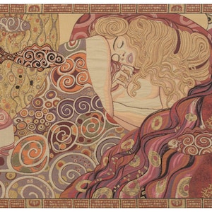 Die Schlafende Danae von Klimt Tapisserie - Junge Dame Wand Dekor Kunst - Gustav Klimt Fine Art Wandbehang - Mittelalterlicher Wandbehang