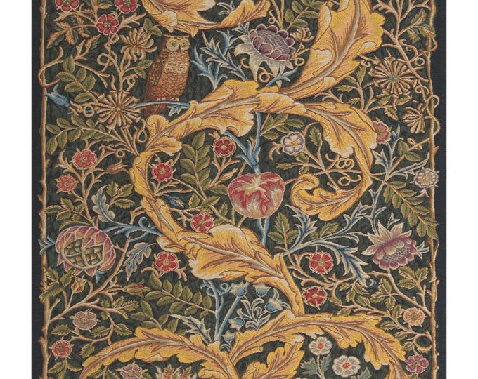 Owl and Pigeon European Tapestry 44x27 inch - William Morris Inspired Decorative Wall Hanging Art