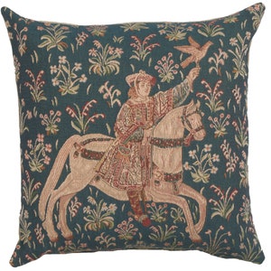 Woven Tapestry Pillow Cover: The Rider, Mille Fleurs Art, 100% Cotton (19x19 inch)