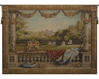 Chateau Bellevue Gobelins Tapestry - Landscape Decorative Tapestry Wall Hanging - Jacquard Woven Tapestry Wallhanging