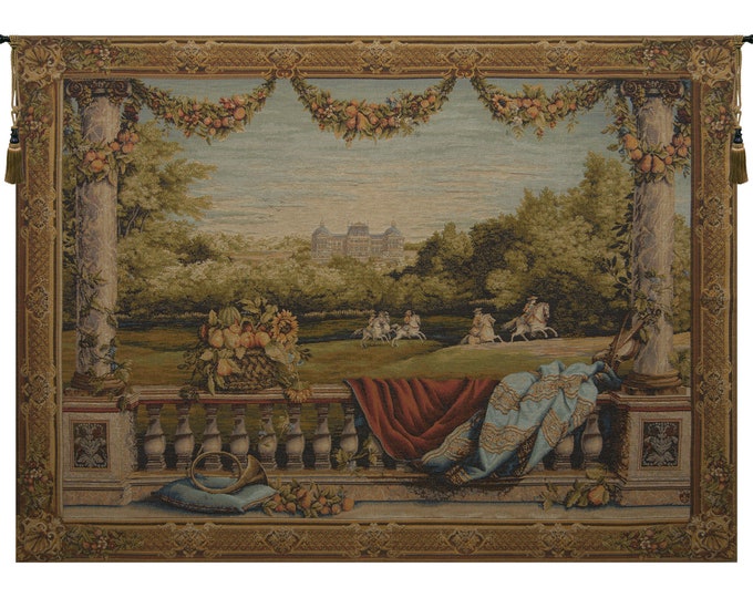 Chateau Bellevue Tapestry: French Jacquard Woven Wall Hanging