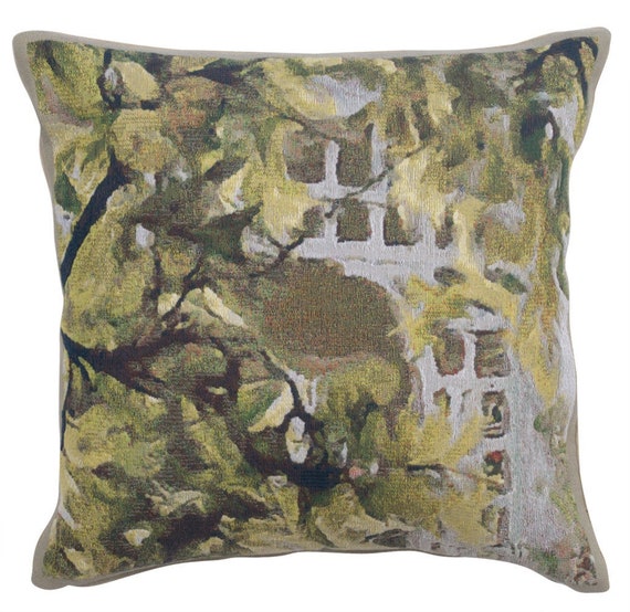 Belgian Tapestry Pillow Cover: Jardin Tree, Woven Jacquard (17x17 inch)