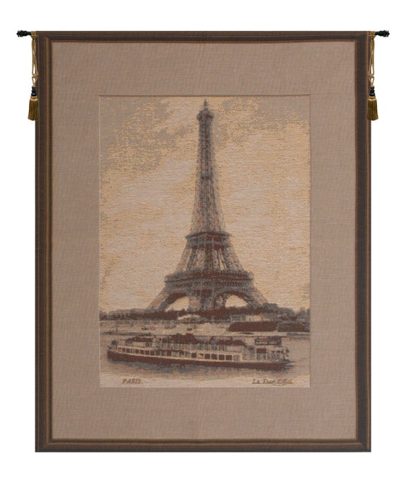 Eiffel Tower Woven Wall Tapestry: French Medieval Art (24x18 inch)