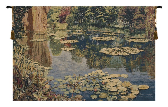 Monet's Water Lily Pond Tapestry: Lake Giverny Woven Wall Art