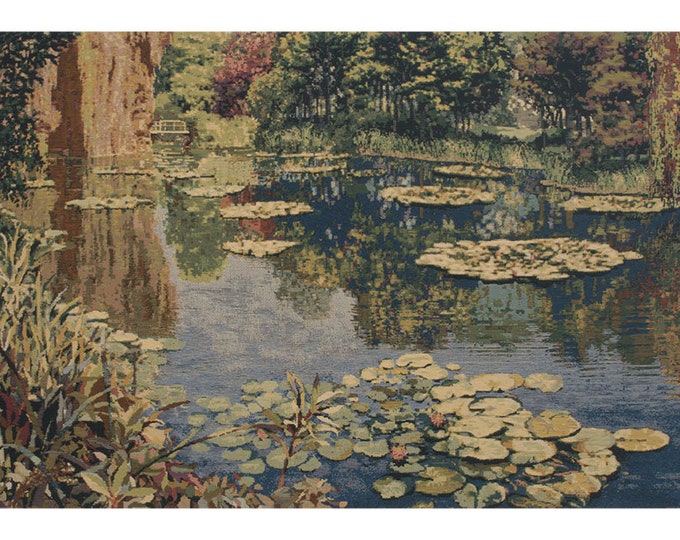 Monet's Water Lily Pond Tapestry: Lake Giverny Woven Wall Art