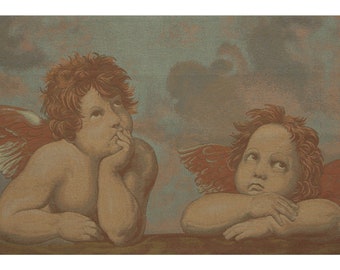 Raphael's Angels European Wall Tapestry - Children Wall Decor Art - Woven Italian Wall Tapestry - Decorative Unique Wall Hanging