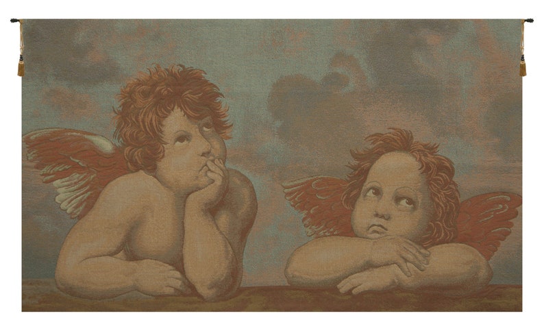 Raphael's Angels European Wall Tapestry - Children Wall Decor Art - Woven Italian Wall Tapestry - Decorative Unique Wall Hanging