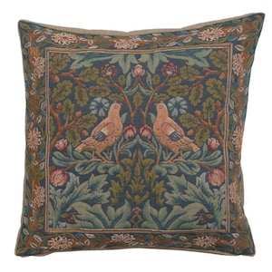 Brother Bird Cushion Tapestry Cushion Cover - William Morris Art Pillow Cover - 14x14 inch Jacquard Pillow Cover - Birds Art Cushion Cover