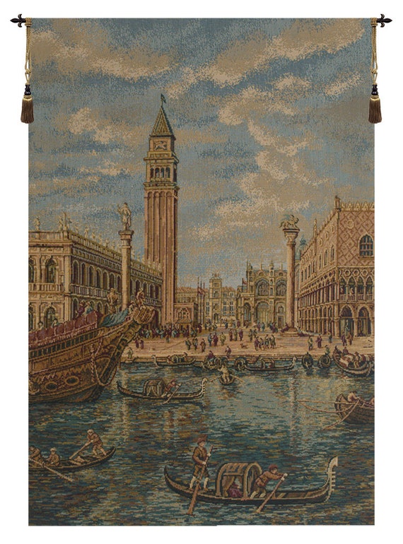 Italian Woven Wall Tapestry: Venezia II Coastal Art (38x26 inch)