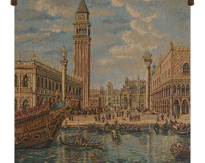 Italian Woven Wall Tapestry: Venezia II Coastal Art (38x26 inch)