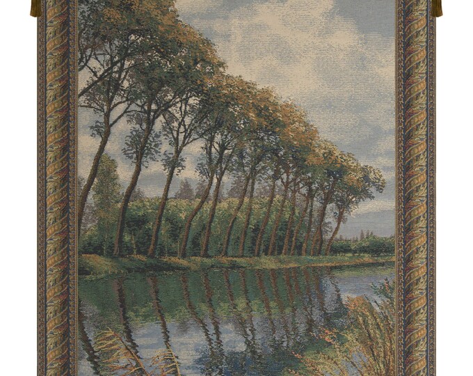 Woven Jacquard Canal in Flanders Landscape Wall Tapestry - European Fine Art Home Decor Hanging