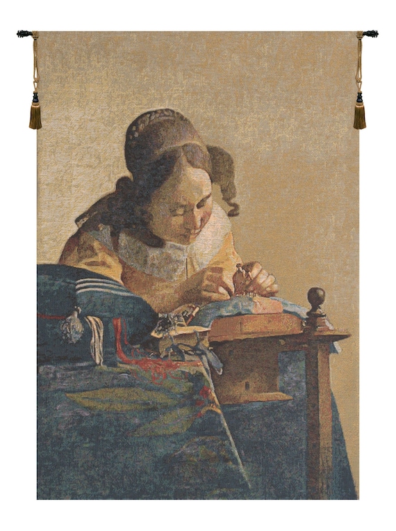 The Lacemaker Tapestry: Vermeer Fine Art, Woven Belgian Wall Decor (24x19 inch)