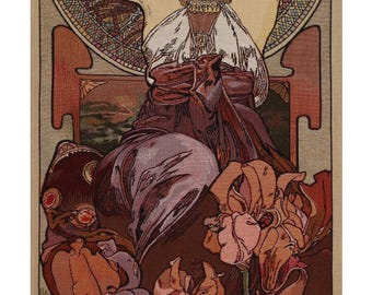Art Nouveau Mucha Amethyste Tapestry - Belgian Jacquard Woven Wall Hanging from Precious Stones Series