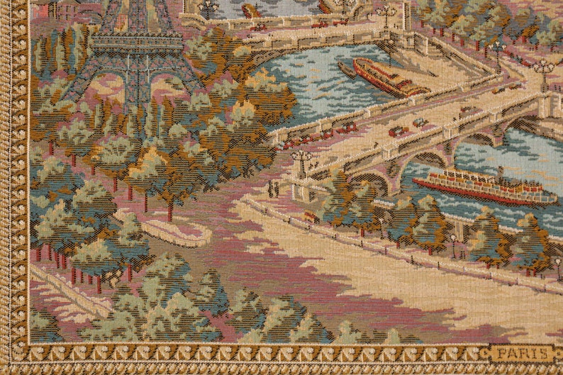 Paris Wandteppich: Panorama Frankreichs, Jacquardgewebe (48,5 x 158 cm) Bild 3