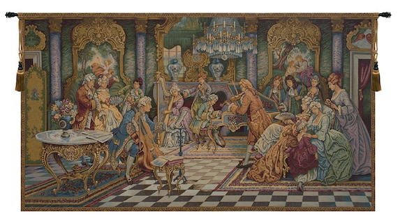 Concerto Grande Wall Tapestry: Woven Italian Rococo Art (26x47 inch)