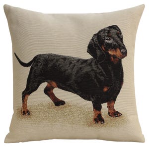 Dackel Dekorativer Dekokissen Bezug 18x18 - Pickles Dog Wohnkultur für Sofa, Couch - Geschenk für Tierliebhaber