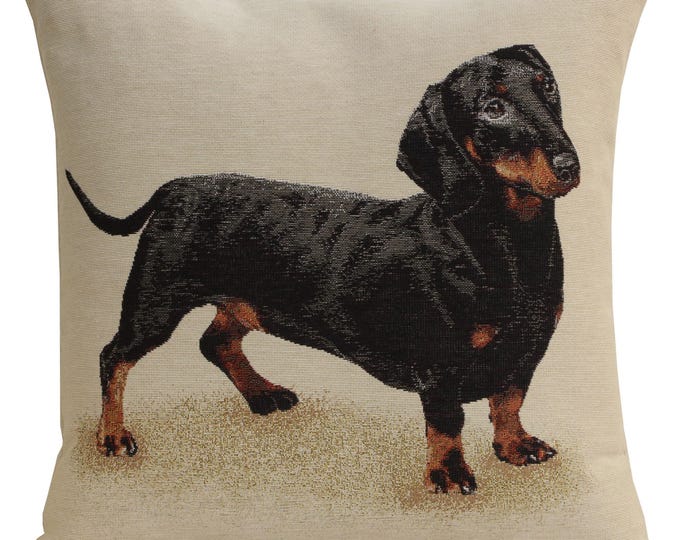 Pickles the Dachshund Pillow Cover: Woven Dog Lover Throw Pillow