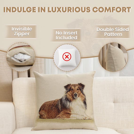 Lassie Collie Dog Tapestry Pillow Cover: Belgian Woven Decorative Cushion