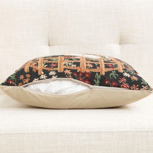 Unicorn Belgian Tapestry Cushion Cover - Millefleur Background Unicorn Art Pillow Case - Throw Pillow Cover - 16x16 inch Woven Cushion Cover