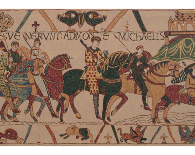 Bayeux Tapestry: Mont St. Michel, Medieval Woven Wall Art (21x43 inch)