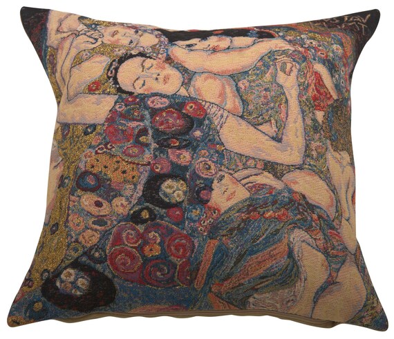 Gustav Klimt's 'The Virgin' Tapestry Cushion Cover - 18x18 inch Gobelin Decorative Throw Pillow
