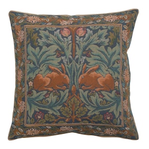 Housse de coussin William Morris Brother Rabbit : 100 % coton, 19 x 19 pouces